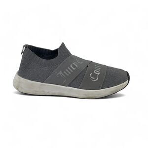 Juicy Couture Spell Out Women's Silver Gray Knit Slip On Sneakers Shoes 7 Y2K
